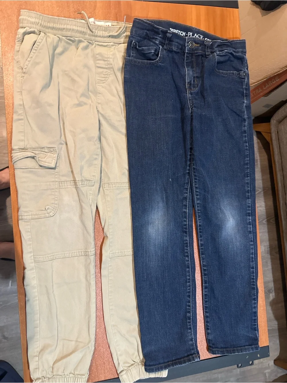 Lot of 2 Boys Pants Size 10/M: Cargo Joggers & Stretch Denim Jeans